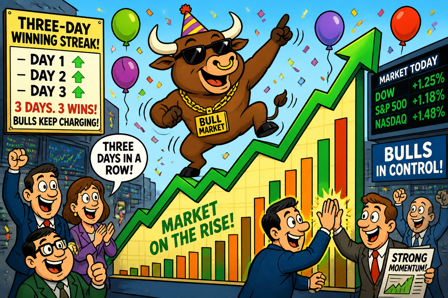 S&P 500, 3일 연속 상승세